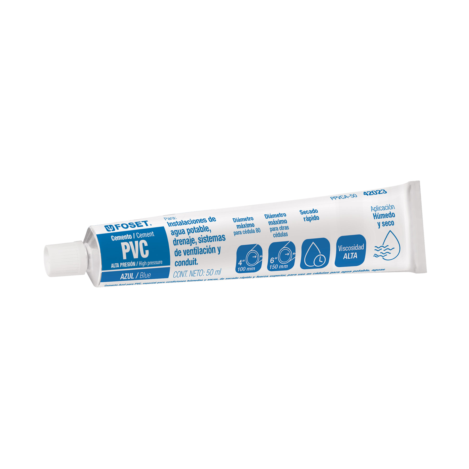 CEMENTO PVC ALTA PRECION AZUL 50ML FOSET 42023