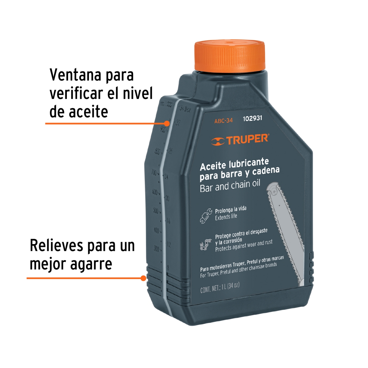 ACEITE LUBRICANTE PARA BARRA Y CADENA TRUPER 102931 - Imagen 2