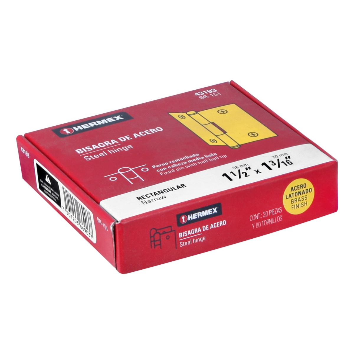 BISAGRA DE ACERO 1 1/2X1 3/16 HERMEX 43193 - Imagen 2
