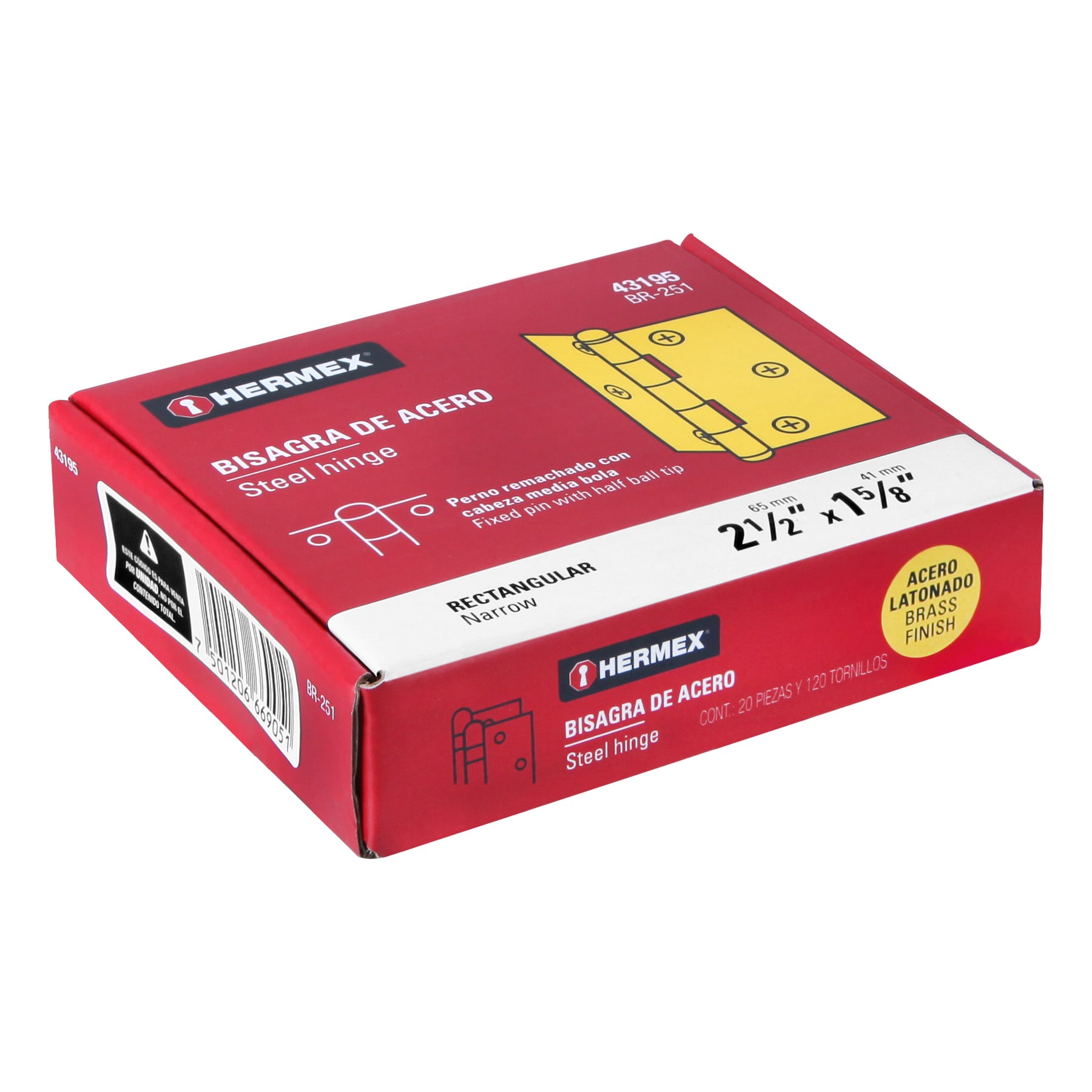 BISAGRA DE ACERO 2 1/2X 1 5/8 HERMEX 43195 - Imagen 2
