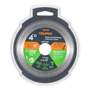 DISCO DE DIAMANTE RIN CONTINUO 4" X 5MM CORTE FINO TRUPER 11578
