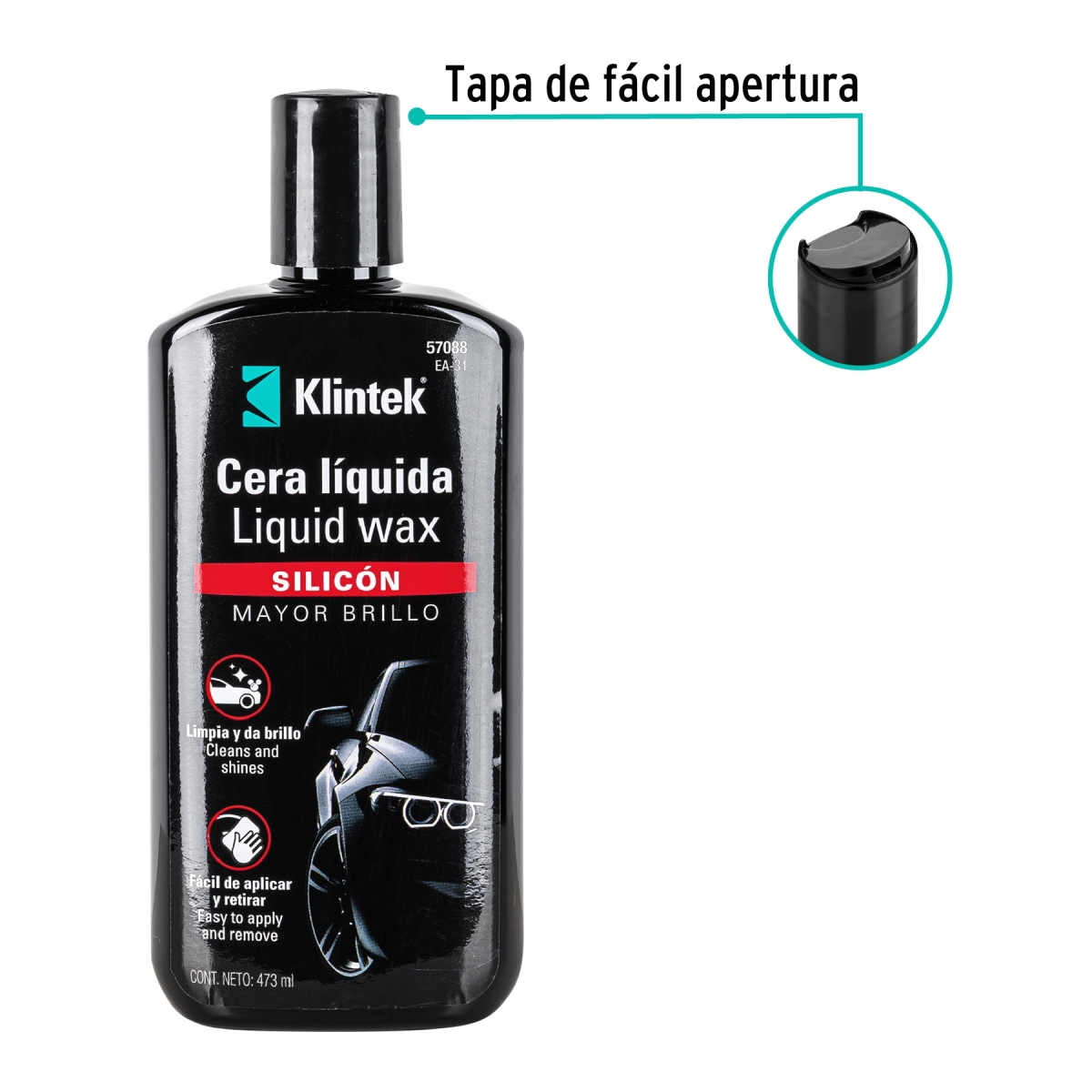 Cera líquida de silicón para auto, 473 ml, Klintek - Imagen 4