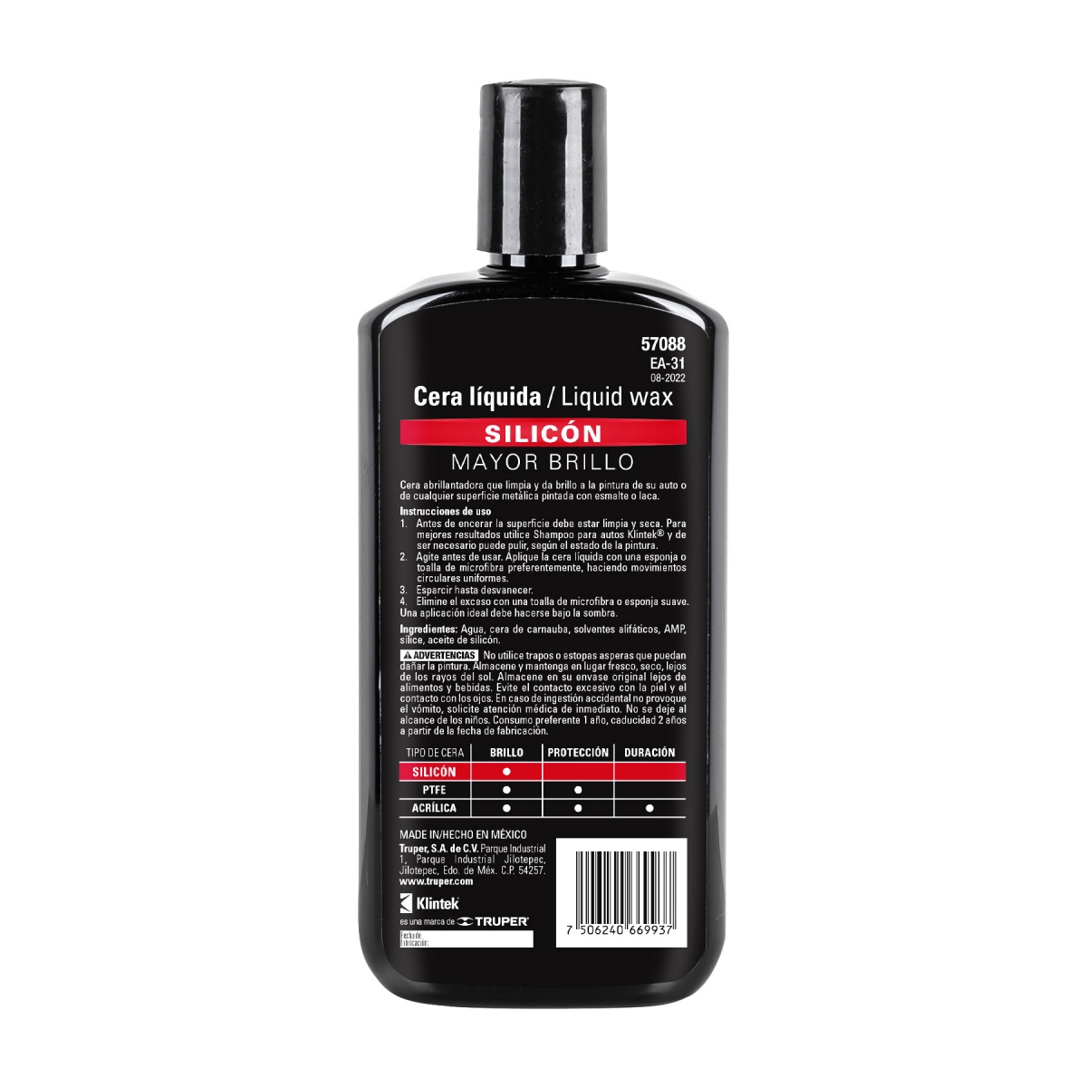 Cera líquida de silicón para auto, 473 ml, Klintek - Imagen 3