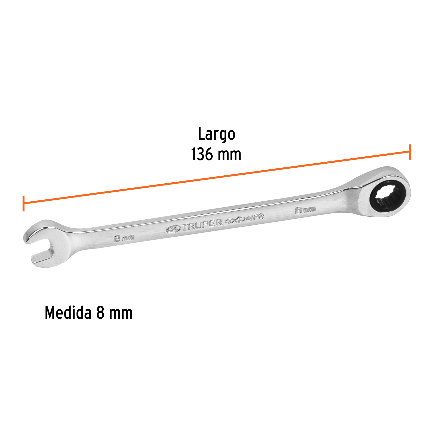 LLAVE COMBINADA CON MATRACA 8MM TRUPER 15742 - Imagen 4