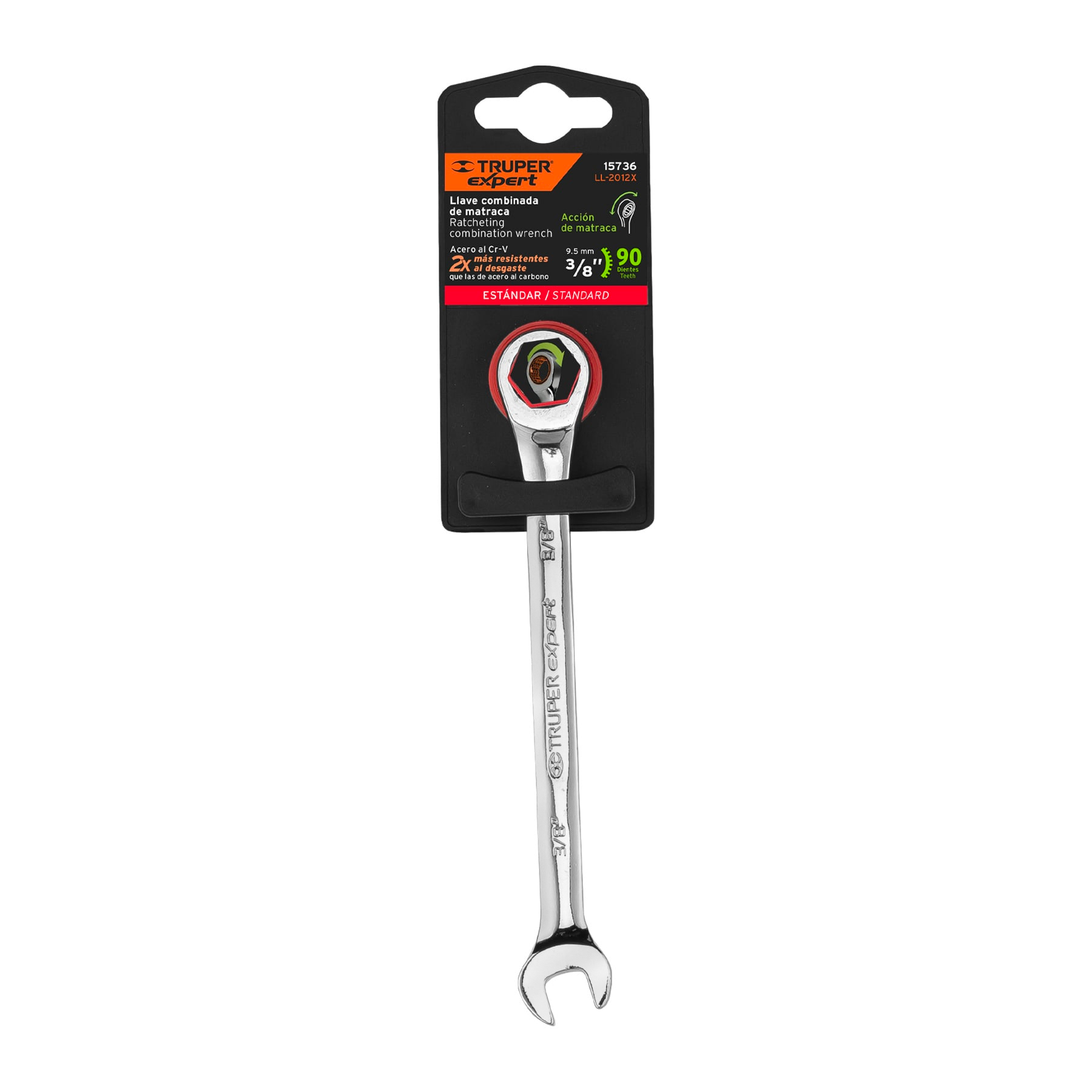 LLAVE COMBINADA CON MATRACA 3/8 TRUPER 15736