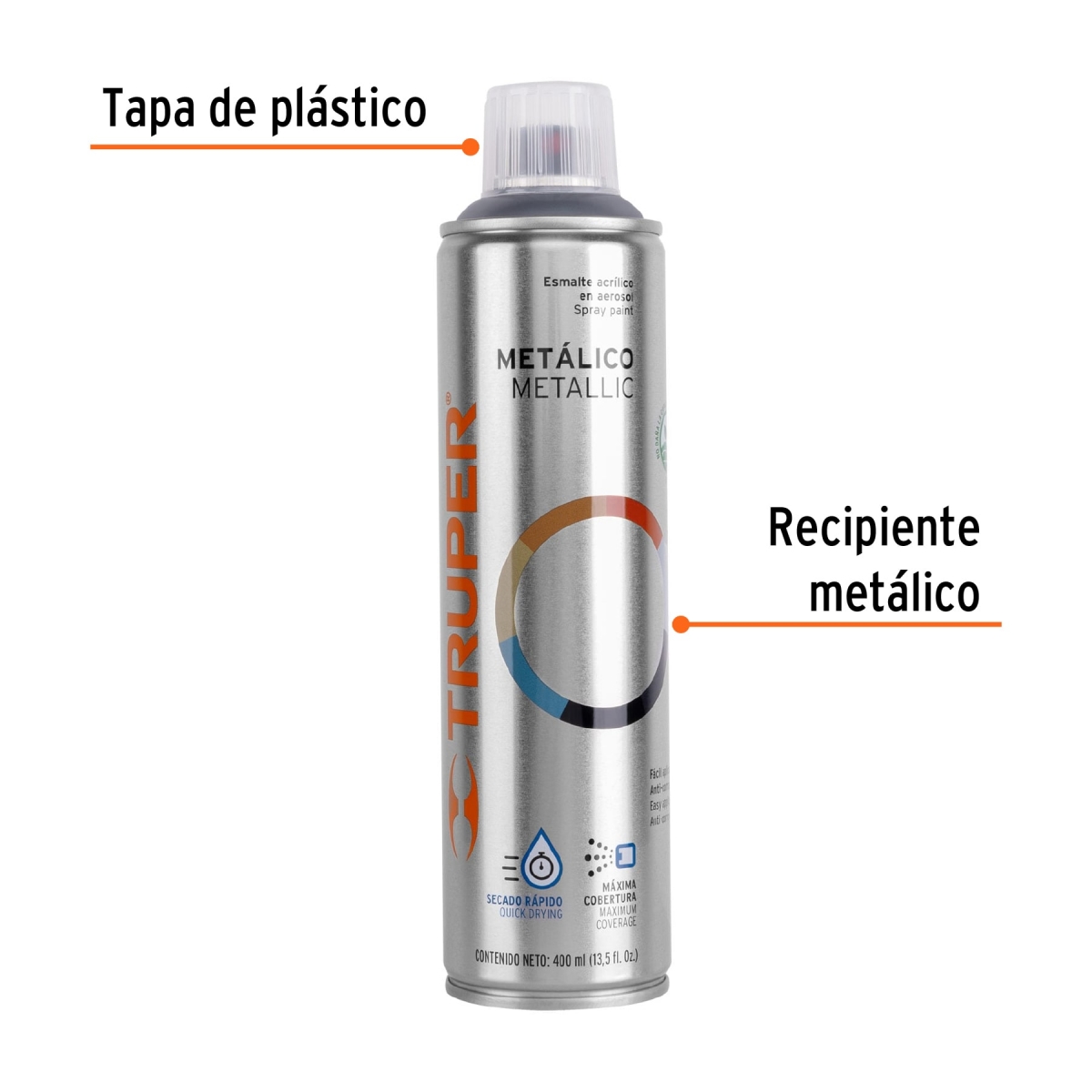 PINTURA EN AEROSOL CROMO METALICO TRUPER 102842 - Imagen 2