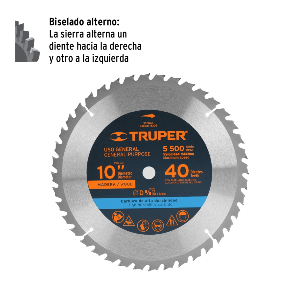 SIERRA CIRCULAR MADERA 10" (40 D) TRUPER 18305 - Imagen 3