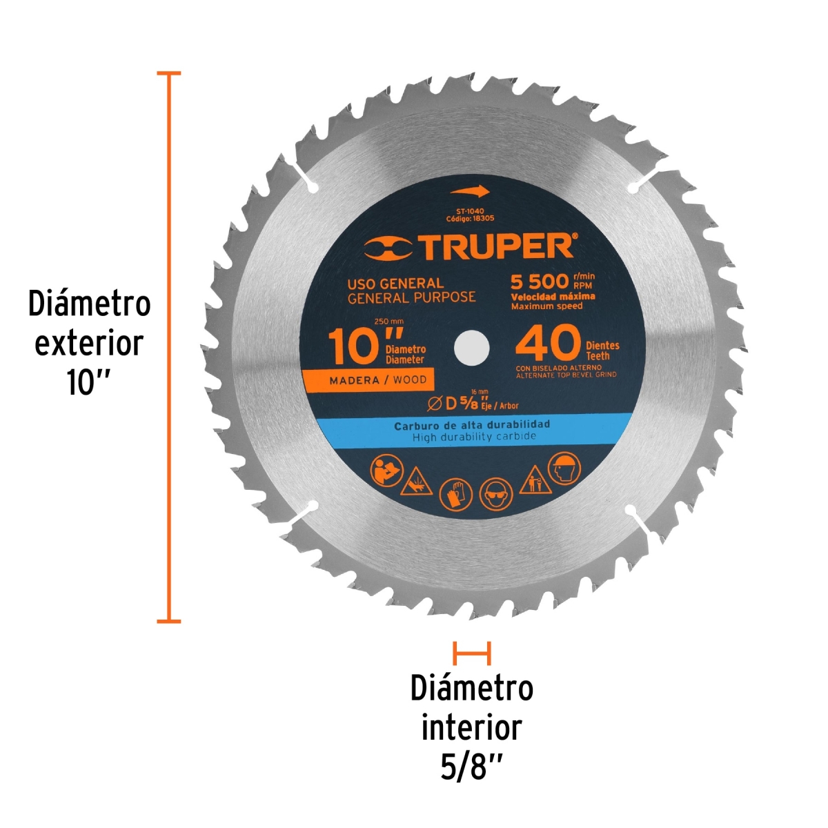SIERRA CIRCULAR MADERA 10" (40 D) TRUPER 18305 - Imagen 4
